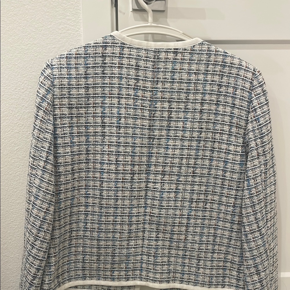 Ann Taylor Blue and White Tweed Jacket - Picture 5 of 10